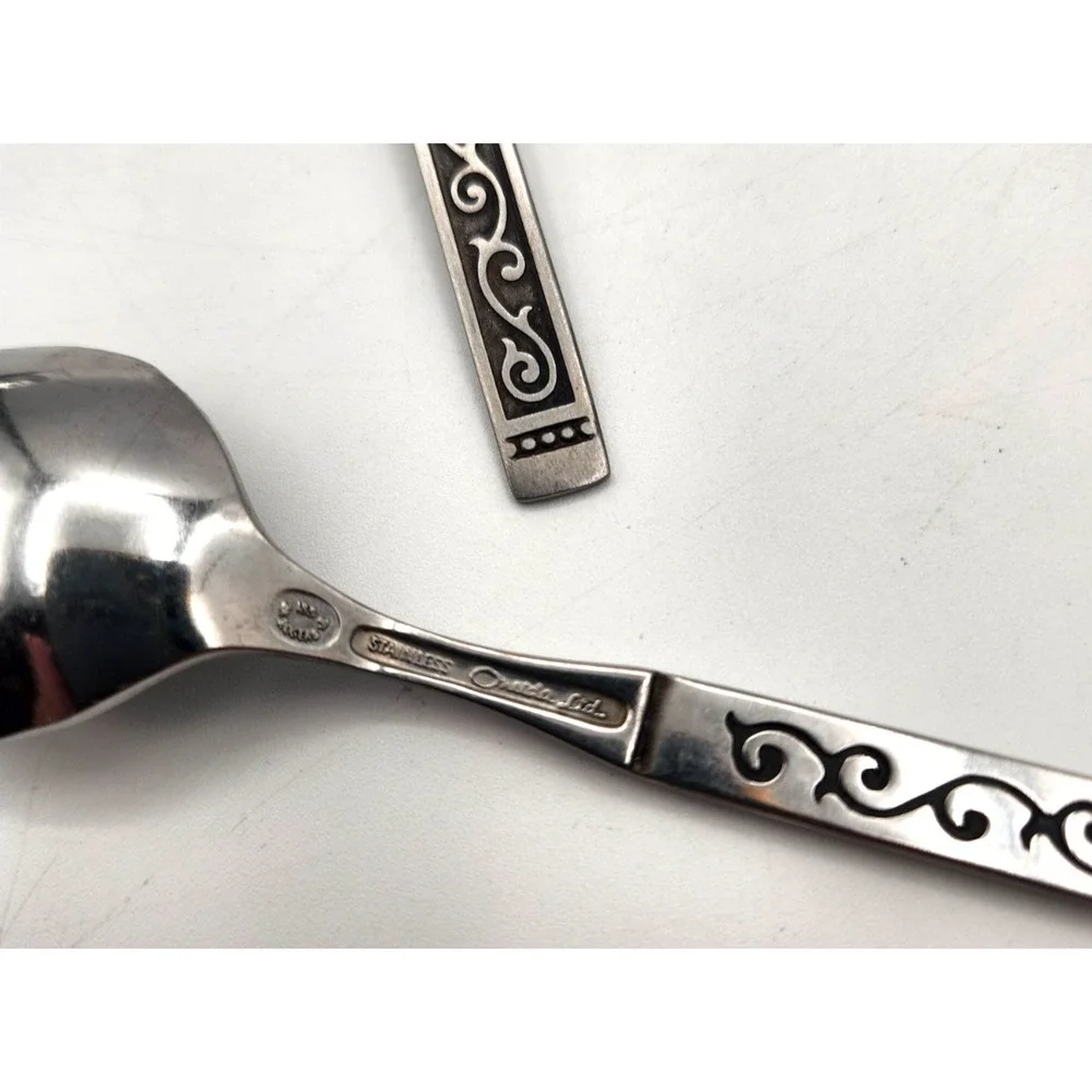 Oneida Spanish Court Teaspoons Lot of 3 Stainless Flatware Vine Pattern VTG MCM